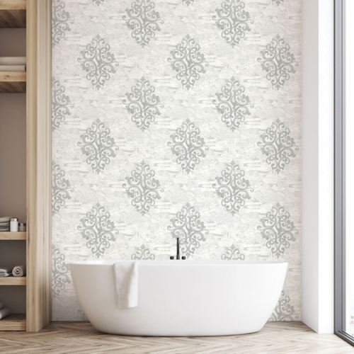 Eastern Garden Monotone Damask Wallpaper - Leland's Wallpaper